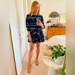 Zadig & Voltaire Navy Blue Silk Roka Dots Mini Dress